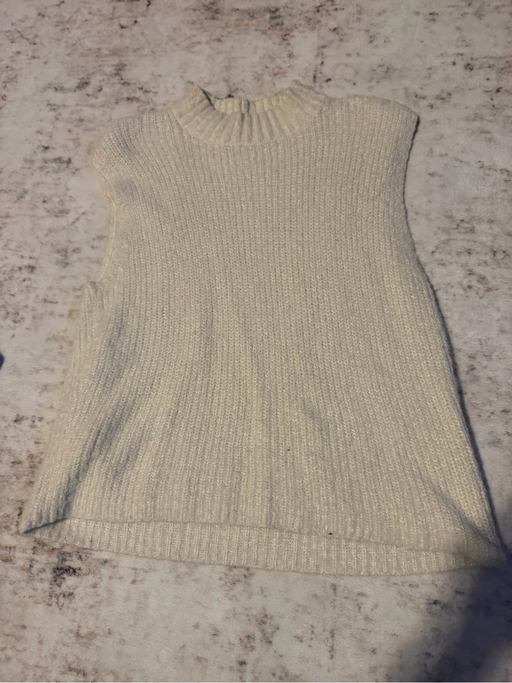 Old Navy Cream Ribbed Sleeveless Mock Neck Sweater Tank